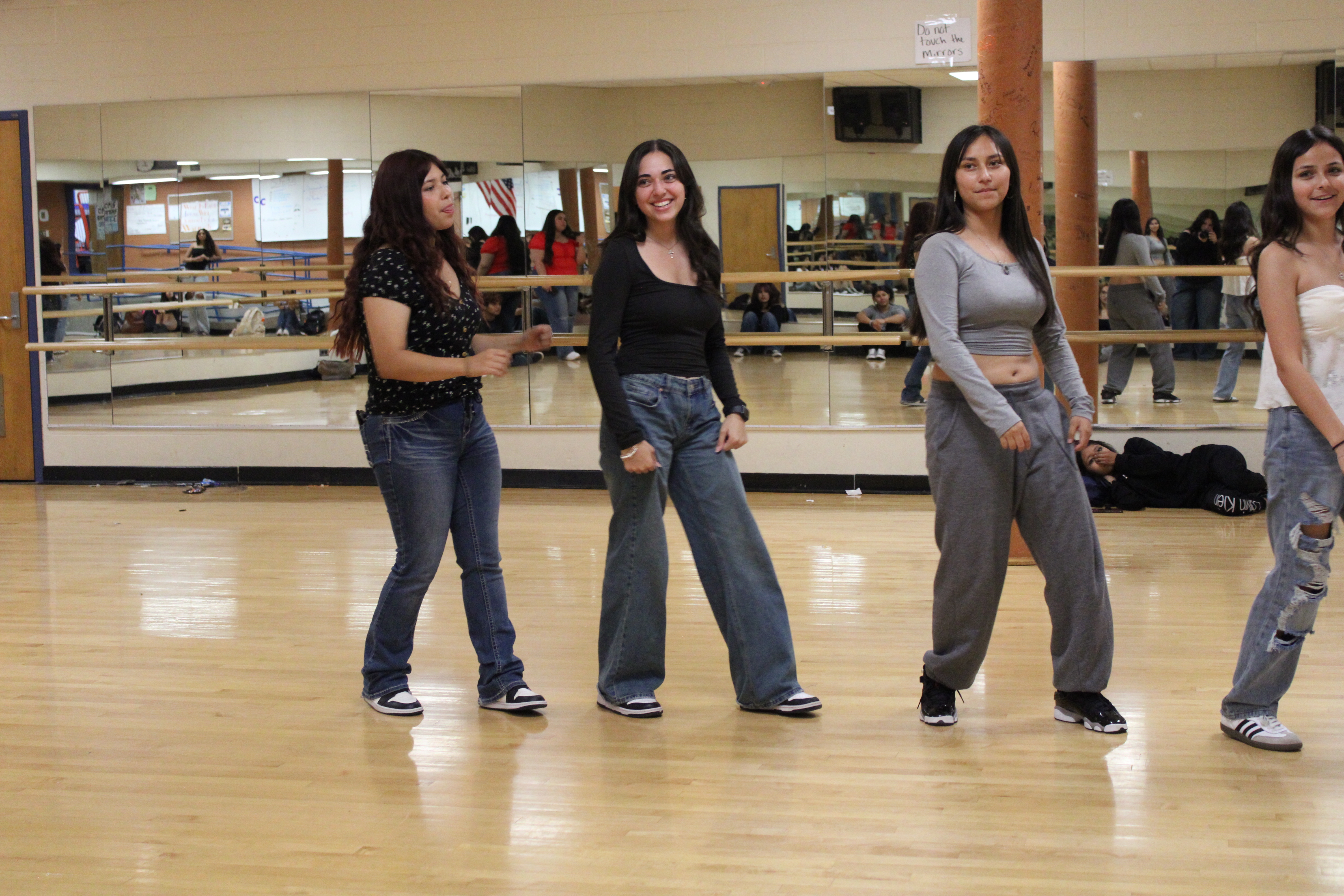 dancers during their choreography check performing to the class their work